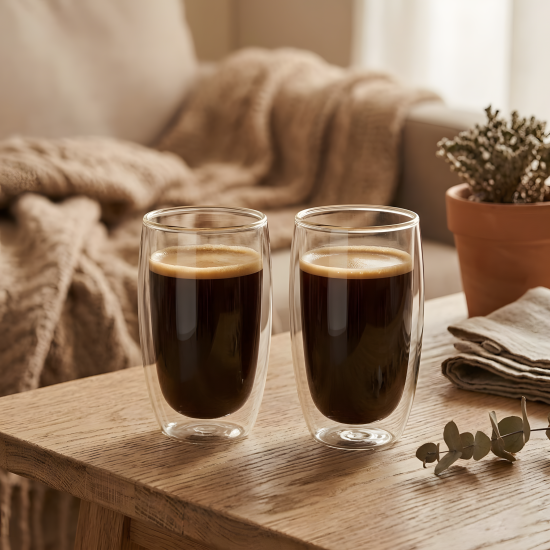 Double Wall Glass Cup 400 ml Set - 2 Pcs
